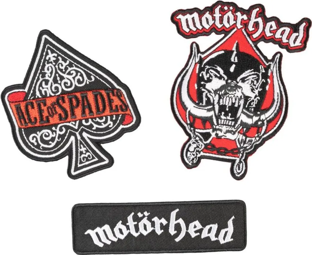 Motorhead Patch Brodé Set de 3 Pièces Haute Densité pour Vêtement Rock