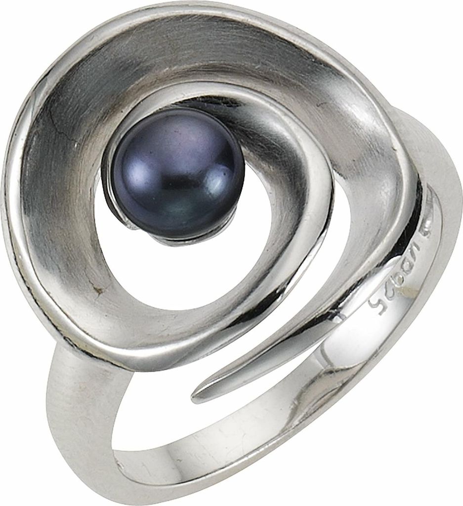 Zeeme Pearls Ring 925/- Sterling Silber weiß 058 (18,5) Perle schwarz 273270751-1