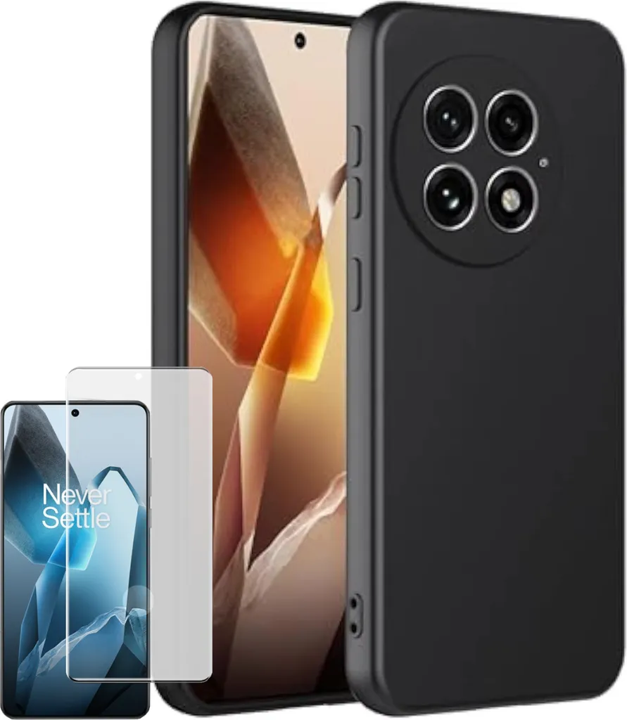 OnePlus 13: Kit Custodia Nera TPU + Pellicola Vetro 9H Curvato