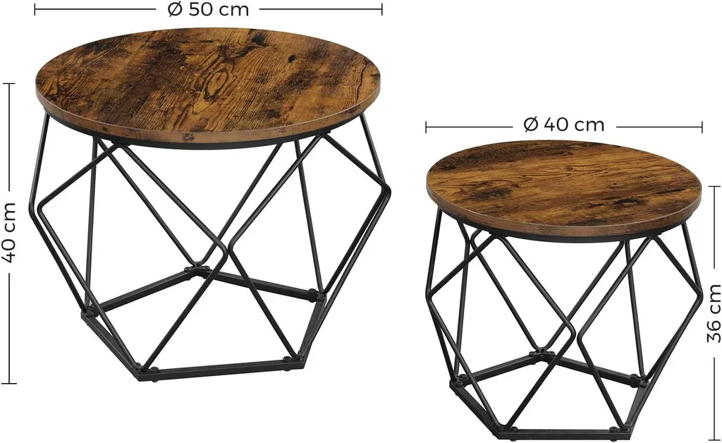 Table d'Appoint Stable et Compacte pour Petit Espace, Lot de 2 Bois - 3