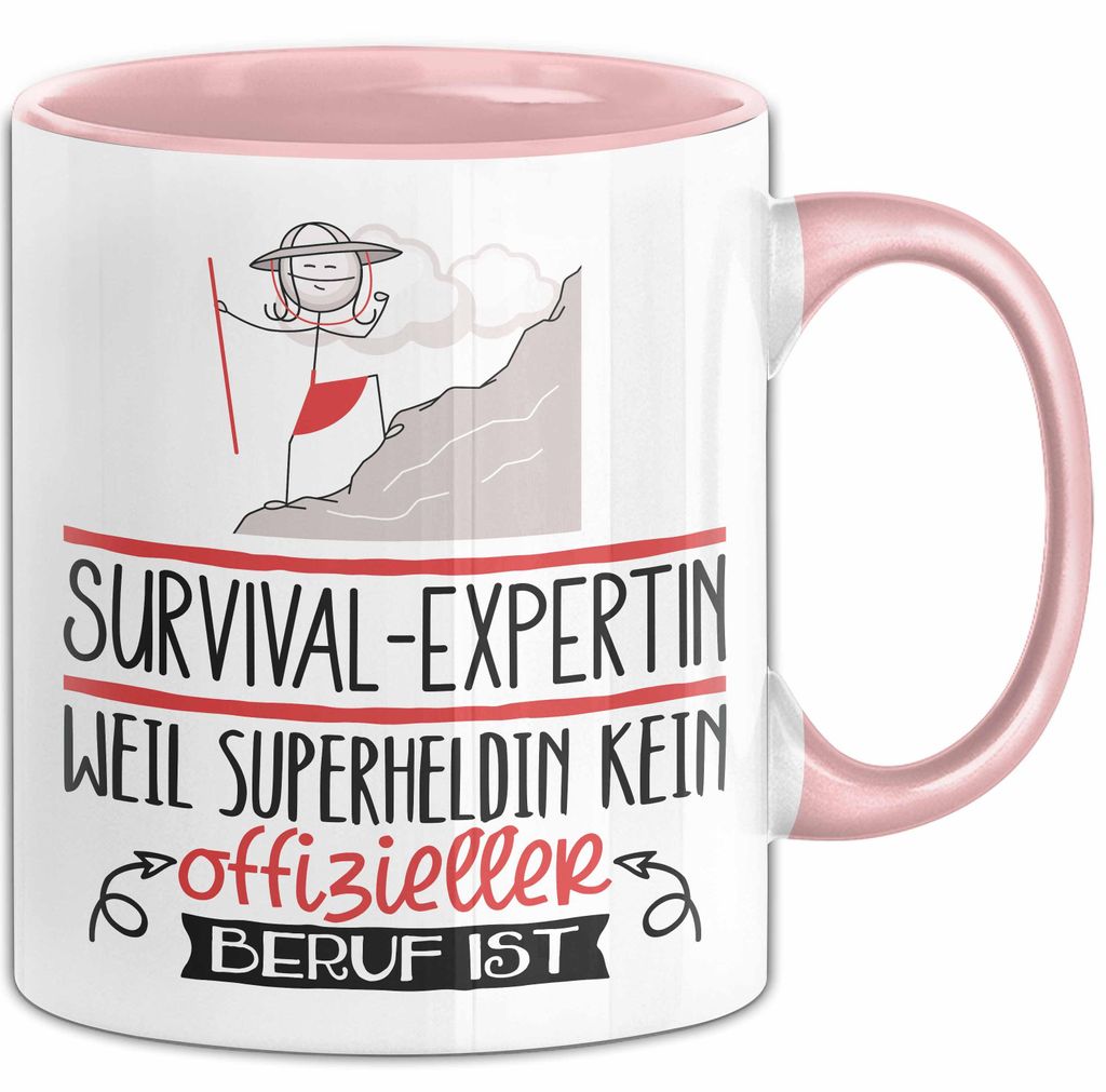 Survival-Expertin Geschenk Tasse Lustiger Spruch Survival-Expertin Weil Superheldin Kein Offizieller Beruf Ist Geschenkidee (Rosa)