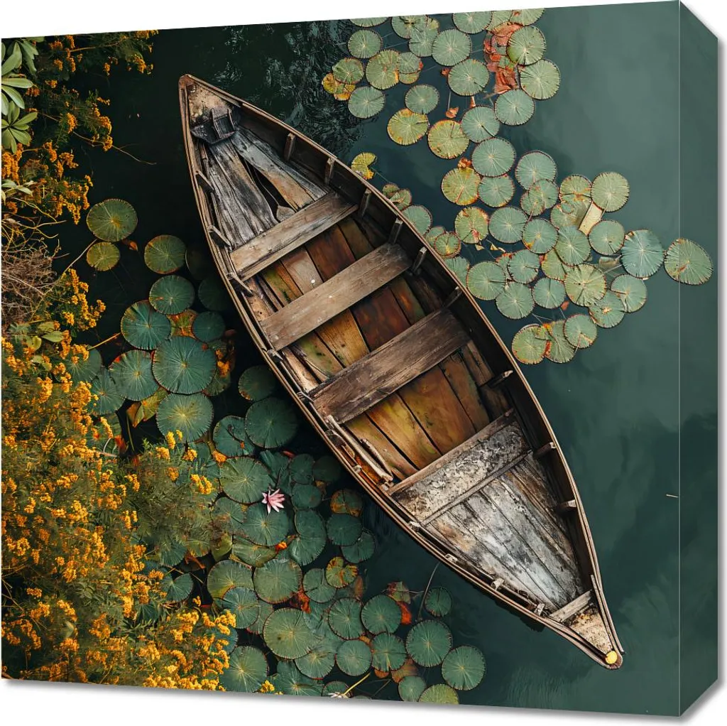 Quadro Moderno 50x50 Barca Natura - Tela Arredo Soggiorno e Ufficio