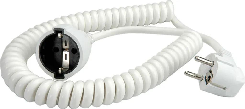 Cordon spiralé blanc 4 mètres H05VV-F 3G1.5mm² haute résistance