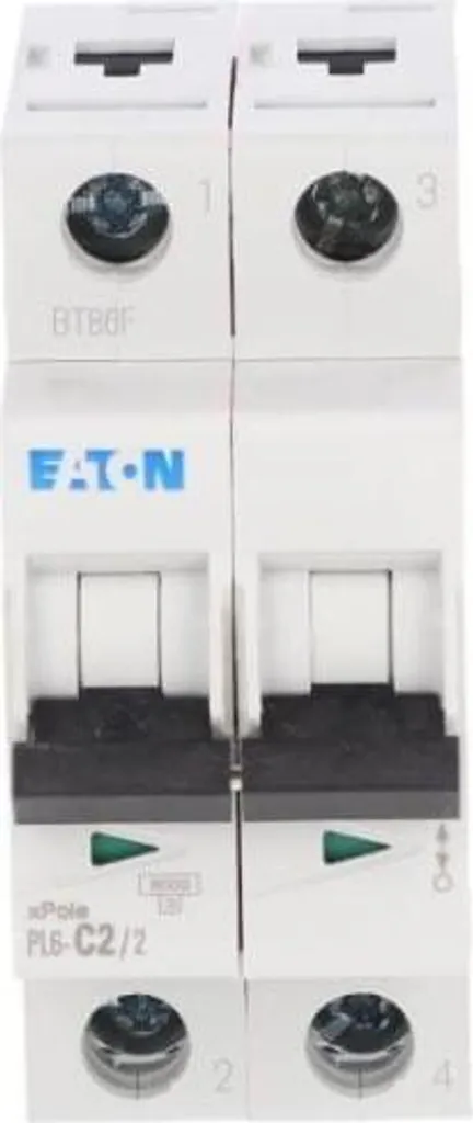 Disjoncteur 2 pôles 2A 6kA PL6-C2/2 Eaton 286562 haute performance AC