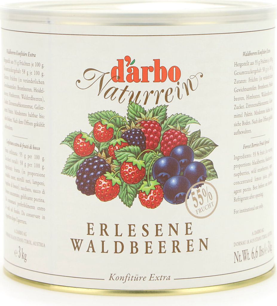 Darbo Naturrein Waldbeeren Erlesene Konfitüre Extra fruchtig 3000g