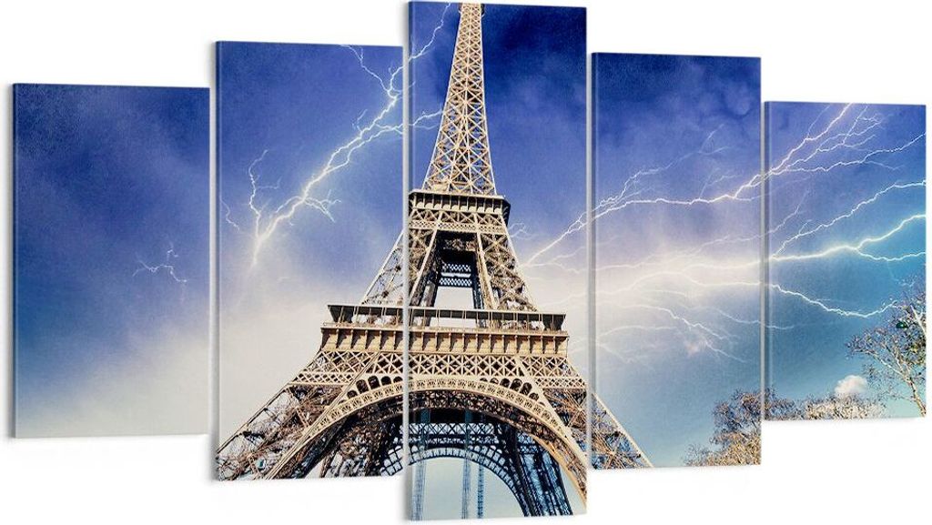 Bild auf Leinwand - Leinwandbild - Eiffle Paris Turm - 160x85cm - Wand Bild - Wanddeko - Wandbilder - Leinwanddruck - Bilder - Kunstdruck - Wanddek...
