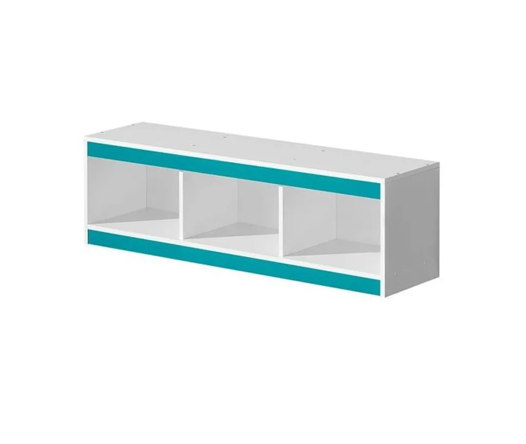 Étagère murale TUCHIN laquée turquoise brillant et blanc 100 cm chic