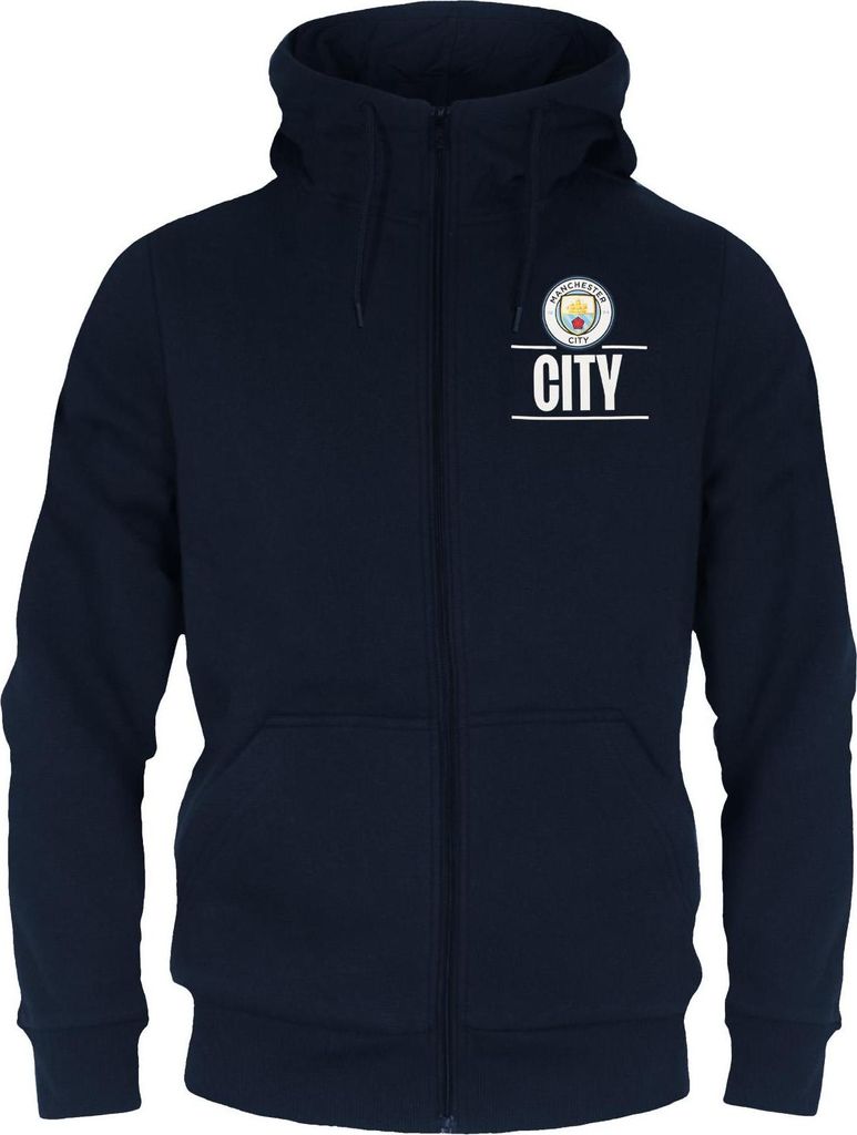 Manchester City FC - Hoodie mit durchgehendem Reißverschluss für Herren, Fleece GF200 (XXL) (Dunkles Marineblau)