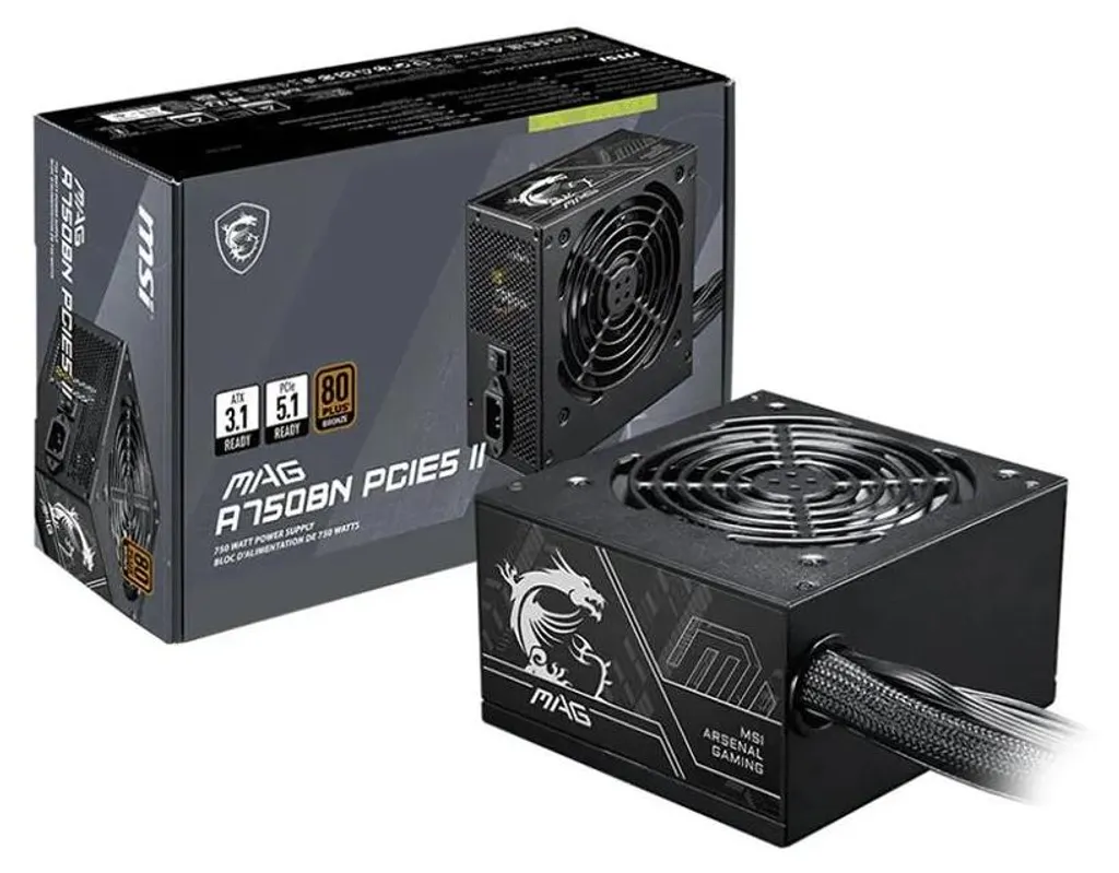 Alimentation 750W MSI MAG A750BN PCIE5 II pour Gaming et Création