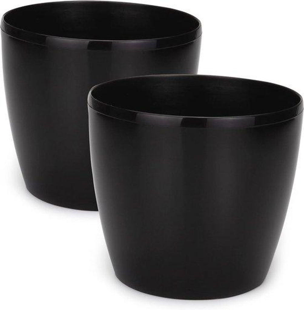 Kunststoff-Blumenpflanzenset, Durchmesser 25 cm, Schwarz, für Innen- und Außenbereiche geeignet