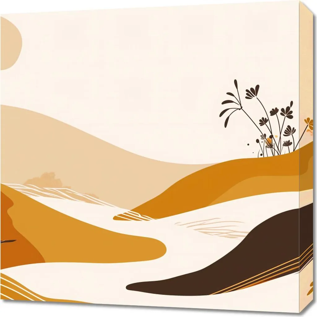 Quadro Boho Moderno 60x60 cm Oro e Beige | Arredamento Soggiorno Chic