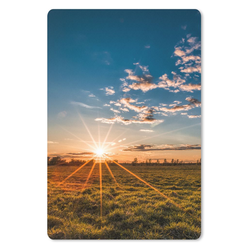 MuchoWow Mauspad Mousepad Sonnenuntergang - Natur - Wolken - Gras 18x27 cm - Mousepads - Maus Mat - Pad - Mausunterlage