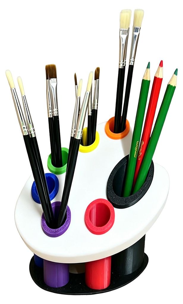 3D-gedruckter Farbpaletten-Stifthalter für den Schreibtisch, PLA-Organizer für Pinsel, Bleistifte und Marker, einzigartiges Geschenk für Künstl...