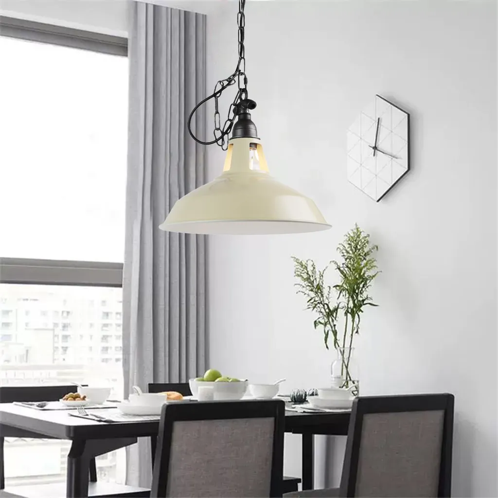 Lampada a sospensione vintage "Pêcheur" in stile industriale con catena, ideale perda pranzo, cucine e spazi commerciali, lampadina E27 non inclusa nella fornitura
