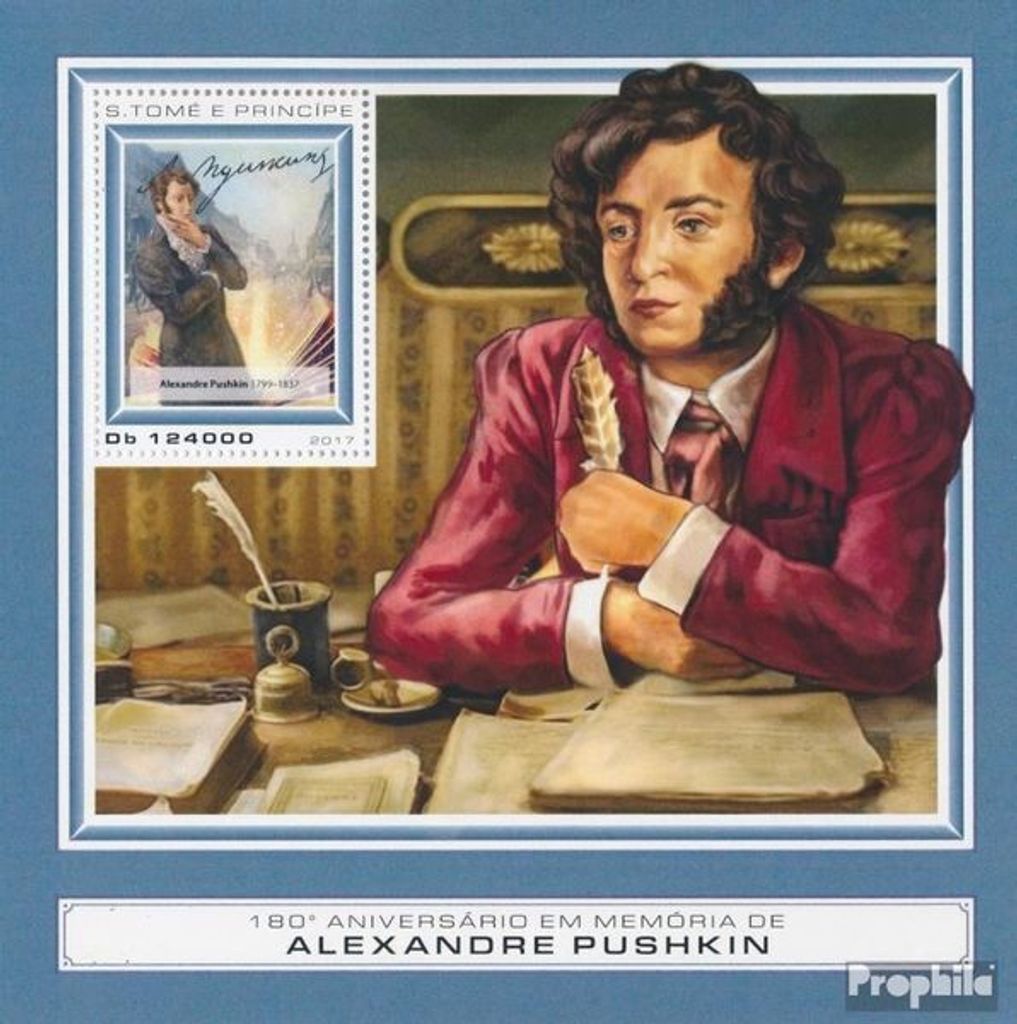 Briefmarken Sao Tome e Principe 2017 Mi Block 1319 (kompl. Ausgabe) postfrisch Alexander Puschkin