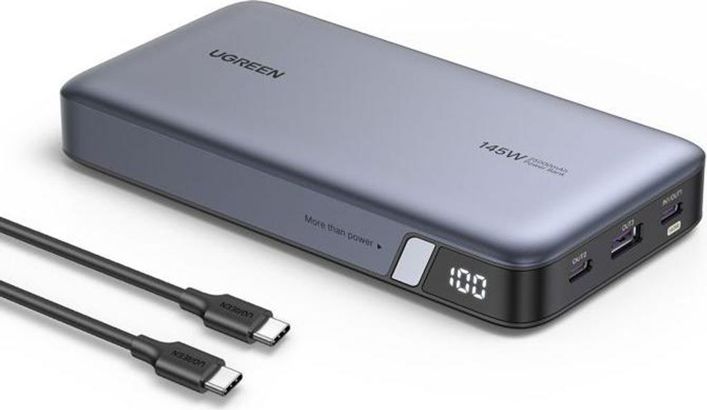 Powerbank UGREEN, 25000 mAh, 145W USB-C PD, Schnellladung, Grau