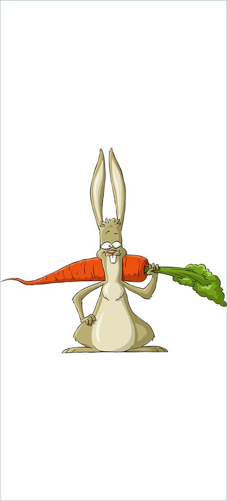 Türtapete Türposter Lustiger Hase mit Möhre im Comic Stil - Größe: 93 x 205 cm