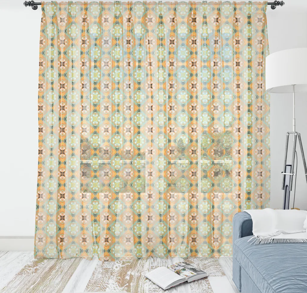Arazzo Messicano Talavera ABAKUHAUS 135x274 - Arancione e Pistacchio