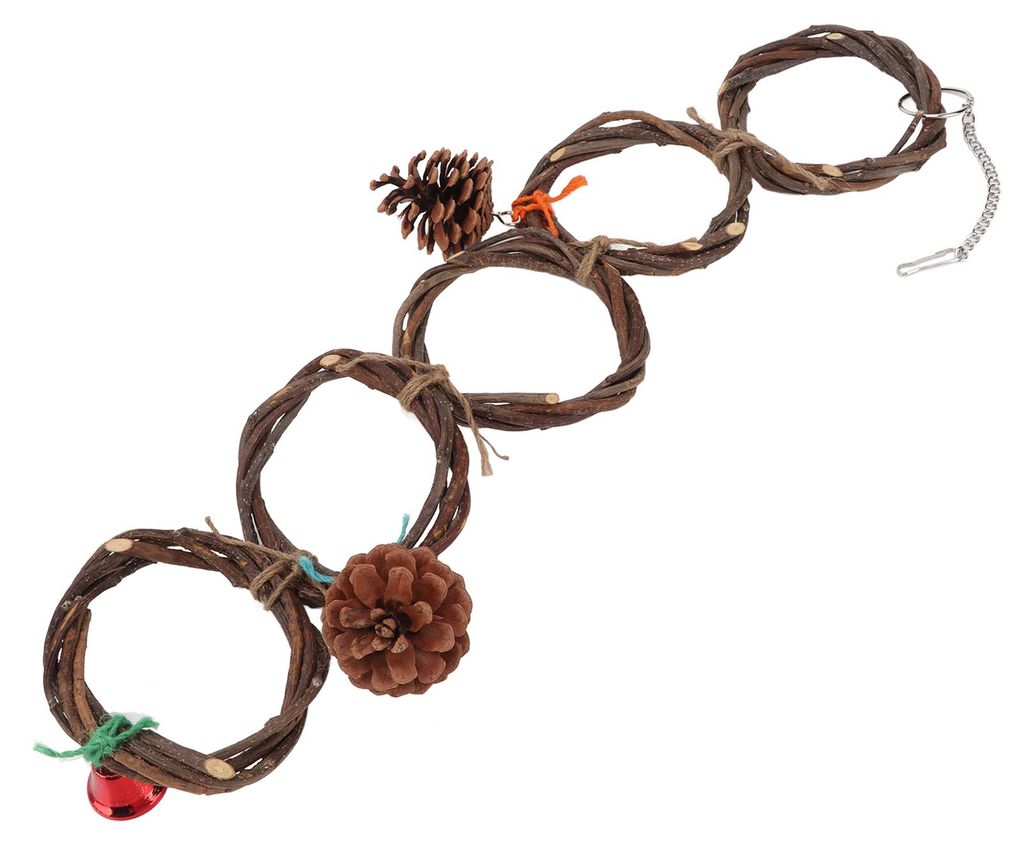 Papageienring-Spielzeug, sicher handgestrickt, zum Aufhängen, Vogelschaukel mit Haken für Vögel, Papageien, 5 Ringe