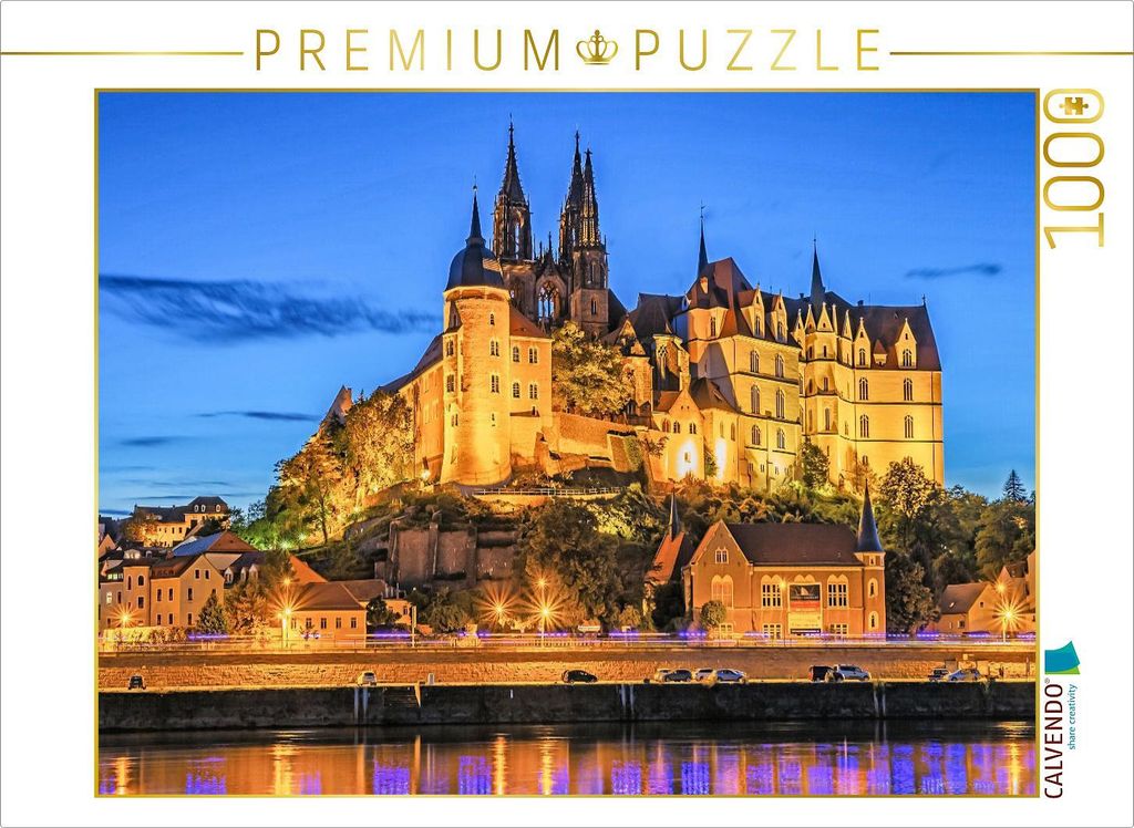 CALVENDO Puzzle Albrechtsburg bei Nacht | 1000 Teile Lege-Größe 64x48cm Foto-Puzzle für glückliche Stunden