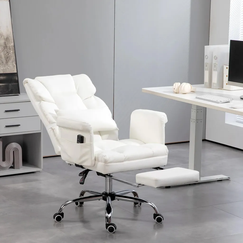 Siège de bureau confortable blanc pour télétravail et relaxation - 2