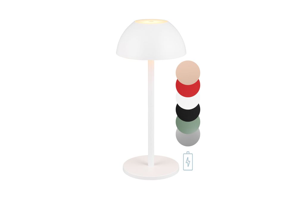 LED Akku Tischlampe, Tischleuchte, kabellos, dimmbar, 4-fach Touch, aufladbar, weiß, IP54 Outdoor, lightling Robert