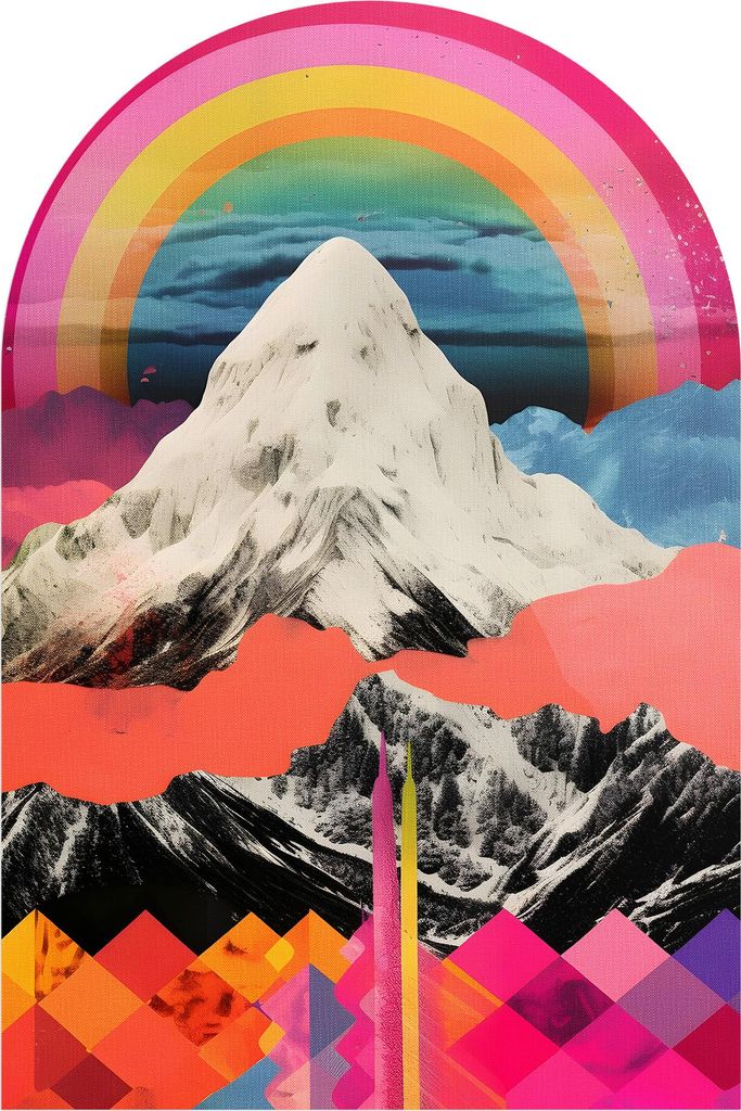 DEQORI Fototapete Rundbogen 60x90 cm 'Farbenrausch im Gebirge' Wand Tapete Sticker