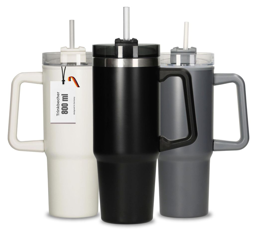 Edelstahl Vakuumbecher 800 ml schwarz, 18h Isolierung, Produktbild  KI-generiertes Bild