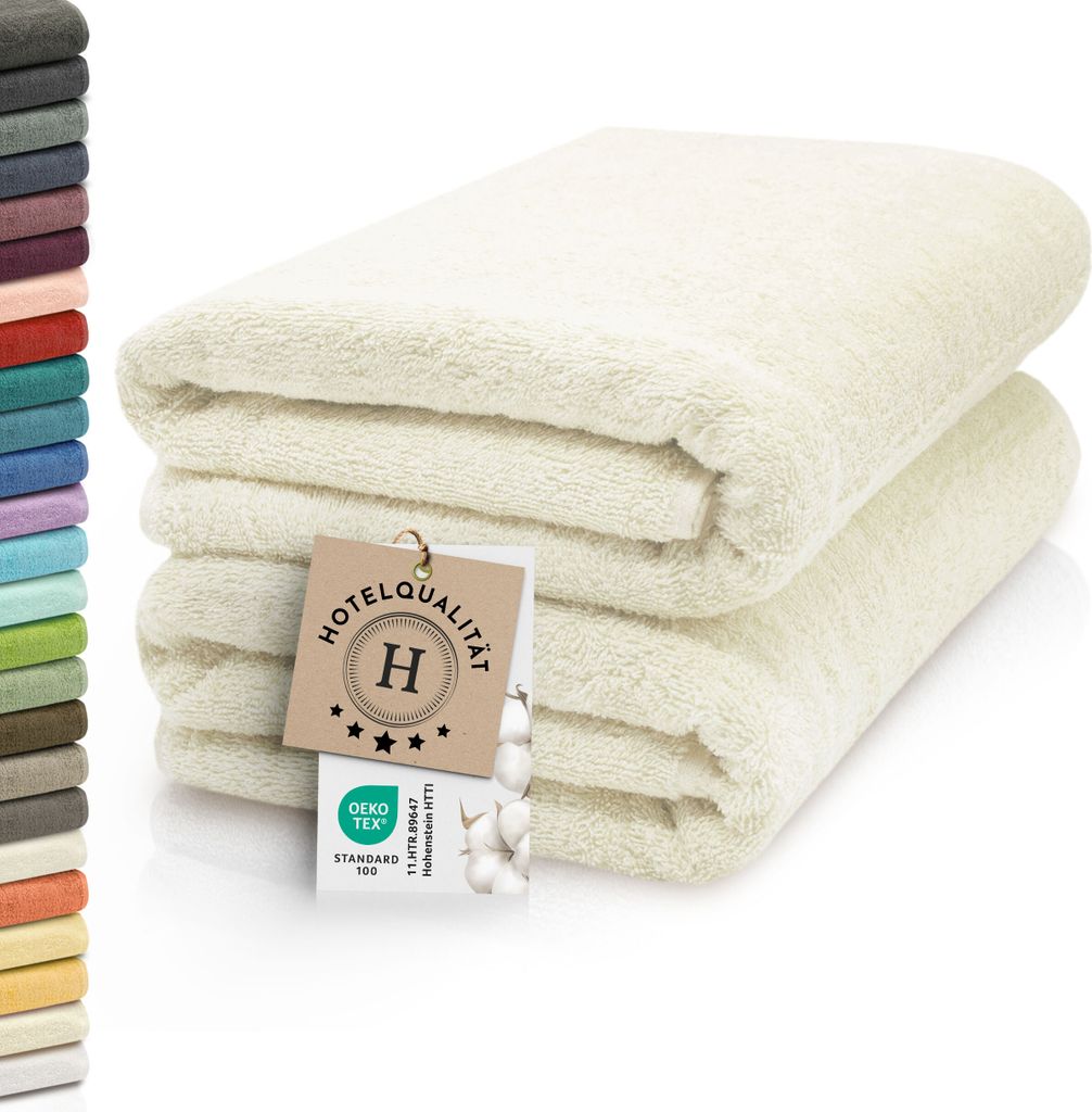 2er Set Saunahandtuch, Baumwolle, 70x200 cm, karamel (beige), 420g/qm
