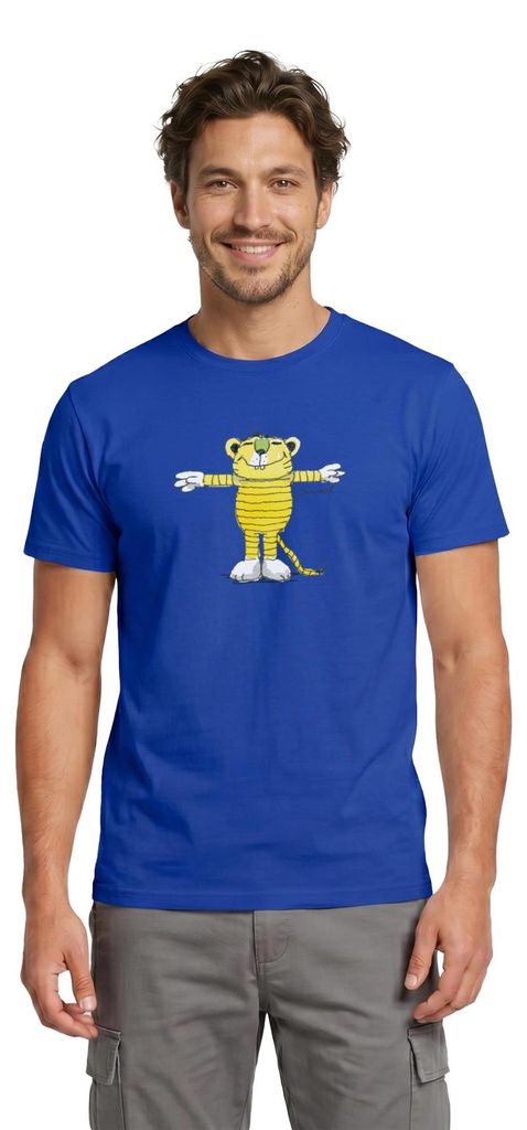 Spreadshirt Janosch Tiger Pose Männer T-Shirt, 3XL, Dunkelblau