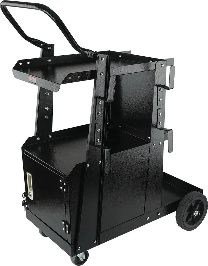 Chariot de soudage robuste à 2 niveaux avec armoire antivol de 120 kg