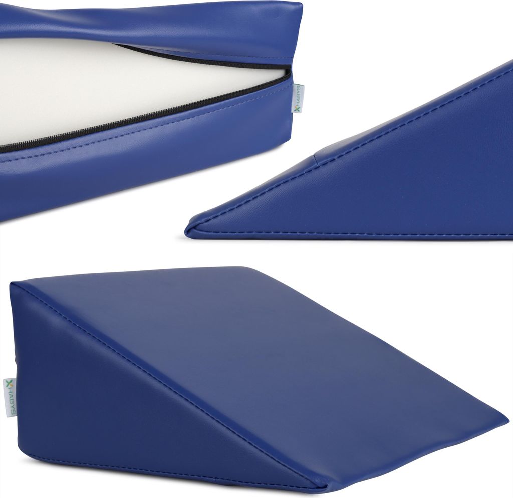 Habys Lagerungskeil, für Massage und Therapie | Lagerungskissen, Lagerungsmaterial | Physiotherapie, Orthopädisch | 30x40x16cm | Marineblau