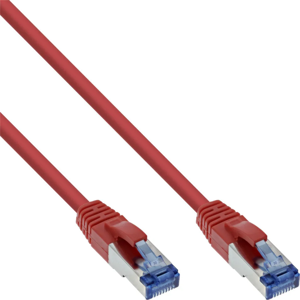 Cavo patch InLine® 76800R, S/FTP (PiMf), Cat.6A, 500MHz, senza alogeni, rame, rosso, 10m