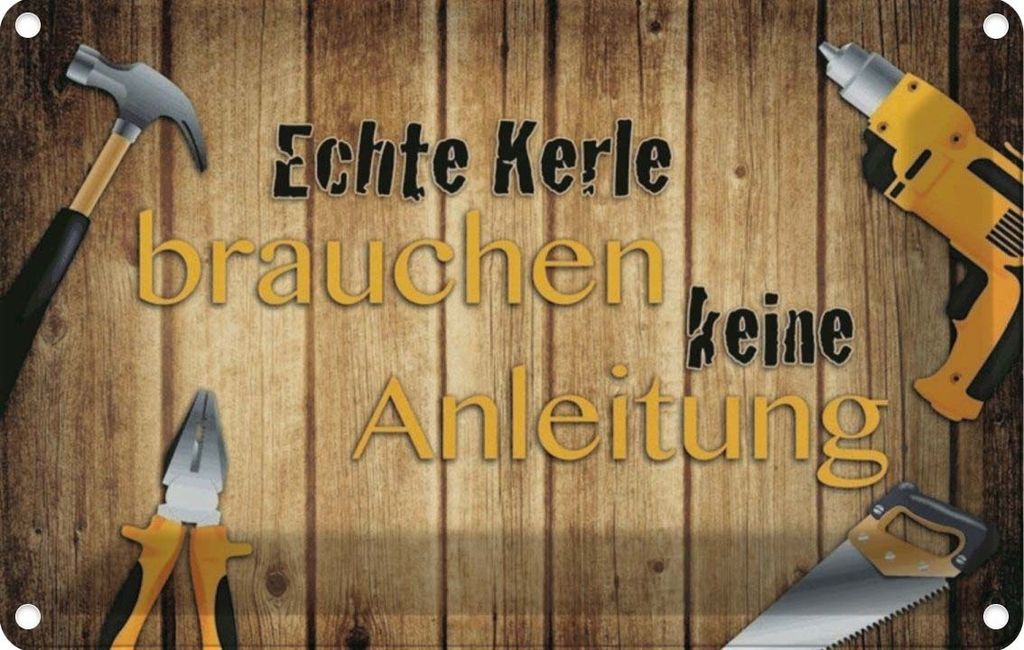 vianmo Blechschild 20x30 cm Kerle brauchen keine Anleitung Dekoration Spruch Zitat