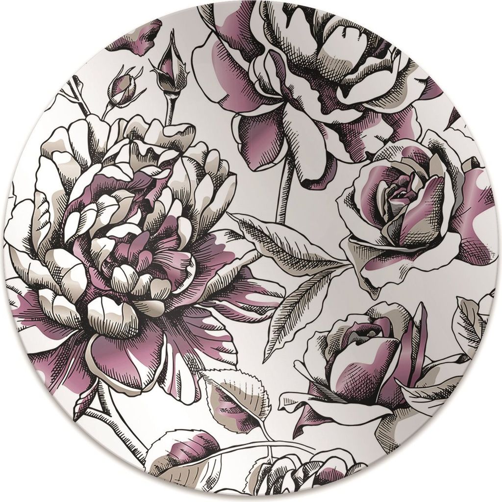 Rundmatte - Stuhlunterlage Bürostuhlunterlage - Rund Ø 100 cm - Bodenmatte - Fußmatte - Rosen