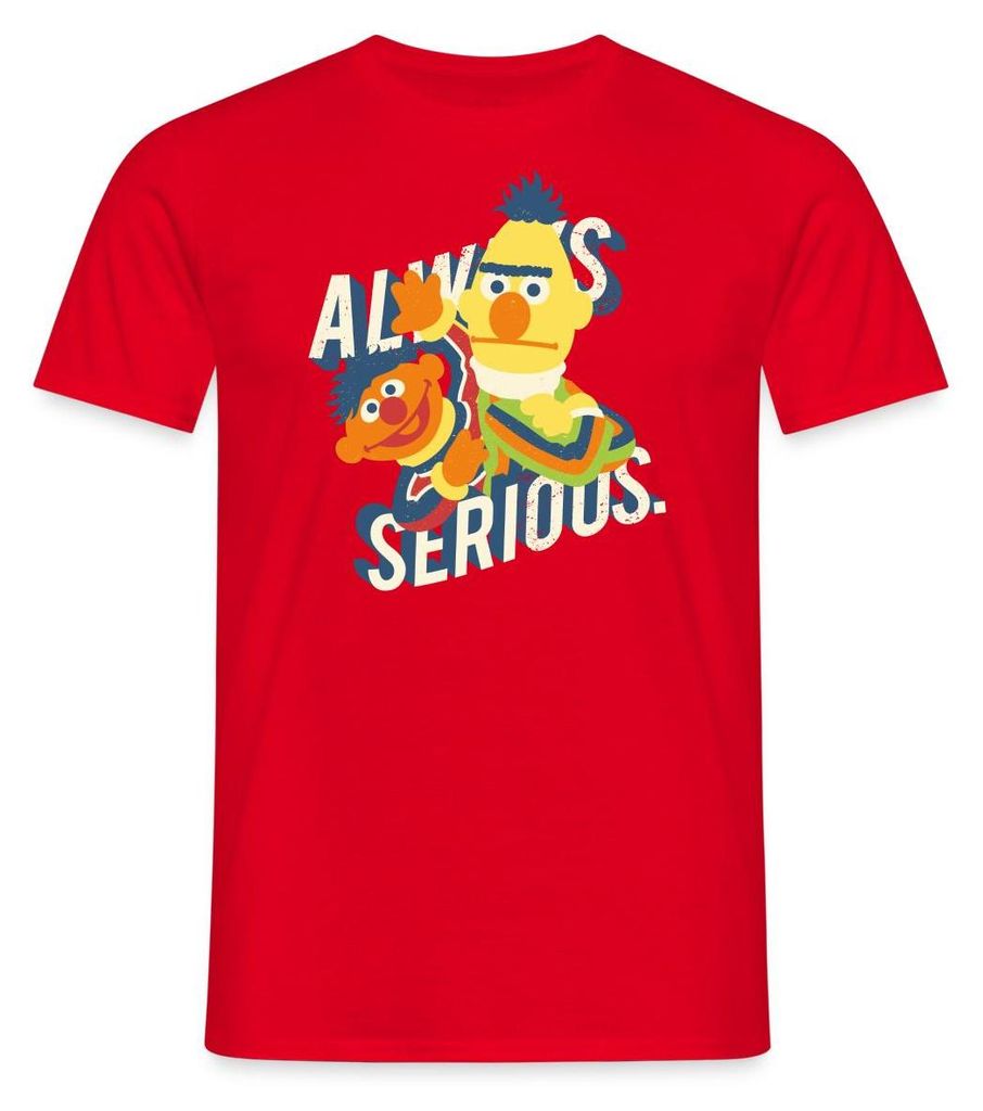 Spreadshirt Sesamstraße Always Serious Männer T-Shirt, 3XL, Rot