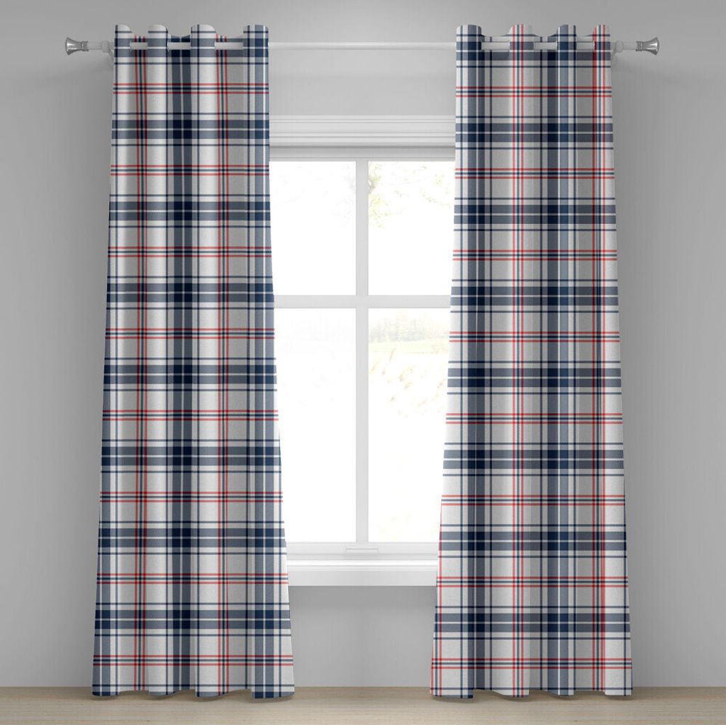 ABAKUHAUS Plaid Ösenvorhang, Traditionelles kariertes britisches Land-Muster mit geometrischem Design, Dekorative 2-Panel-Fenstervorhänge, 280 cm...