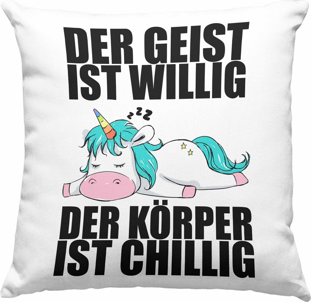 Trendation - Lustiger Einhorn Spruch Deko-Kissen mit Füllung 40x40 Einhorn Mitarbeiterin Arbeitskollge Geschenk (Grau)