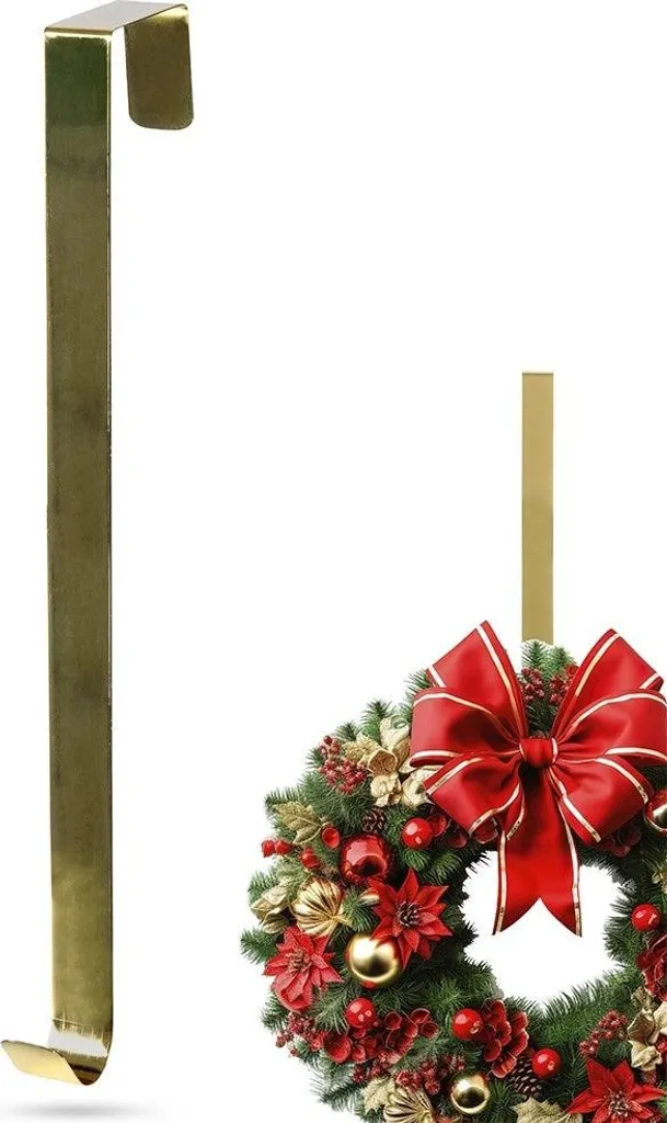 Gancio Per Ghirlanda Natalizia In Metallo – 30 Cm – Per Porte Fino A 5 Cm Di Spessore (Nero, 1 Pezzo) - 3