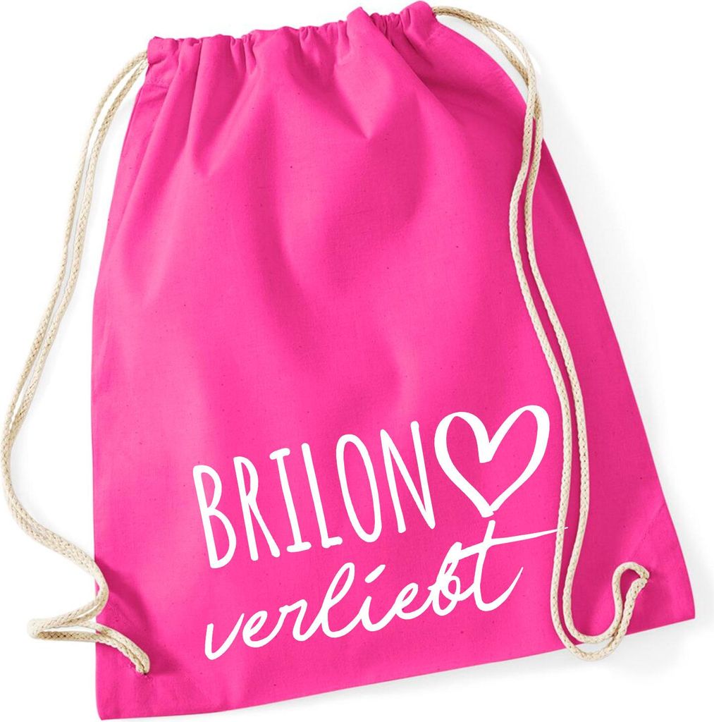 Huuraa Turnbeutel Brilon verliebt 12 Liter Fuchsia Baumwolle Rucksack Geschenkidee