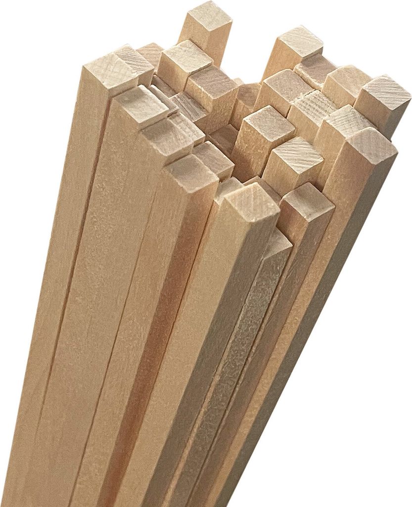 Sada 50 dřevěných tyčinek (čtvercové, 5x5 mm, délka 60 cm, Obrázek produktu 