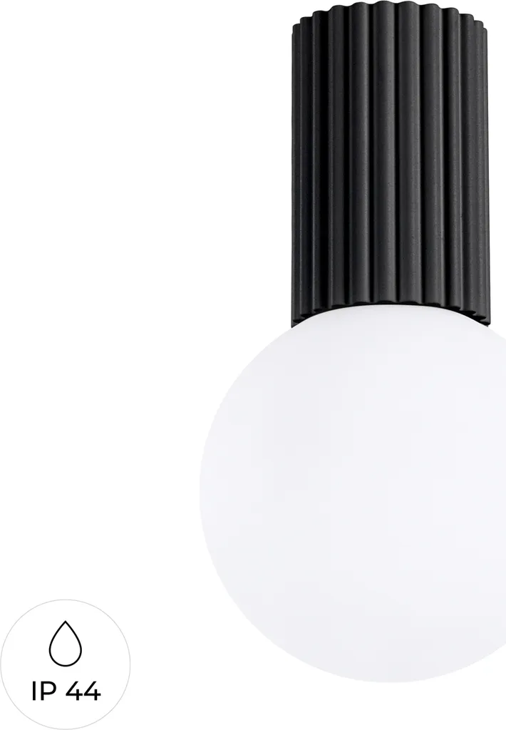 Lampada da soffitto HALO nera IP44 1xG9 8W alluminio/vetro 21x12x12cm Sollux Lighting