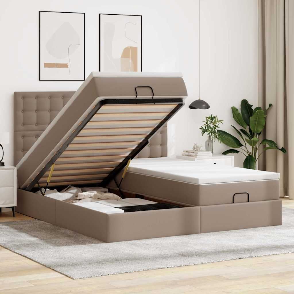 Maison Exclusive - Ottoman-Bett mit Matratzen Cappuccino 160x200cm Kunstleder