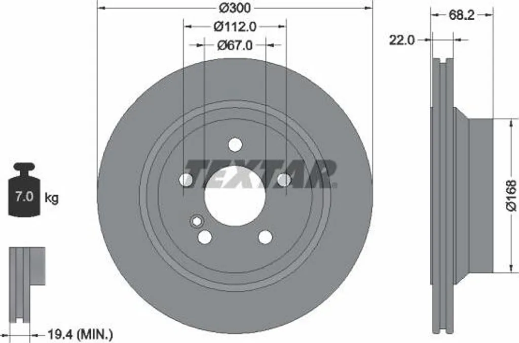 Disque de frein TEXTAR 92115505 OE 0004230912 pour Mercedes Classe E