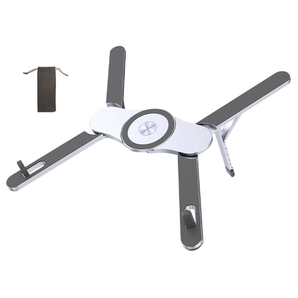 Magnetischer Laptop St?nder, Faltbarer Laptop st?nder, Aluminium,leicht, 6 Neigungspositionen, fš¹r Handy, Tablet & Laptop,Silber