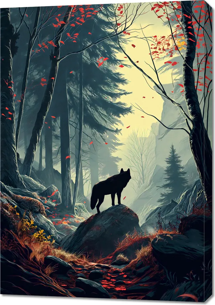Grand Tableau Décoratif Wald Echoes 70x100 cm pour Salon Moderne