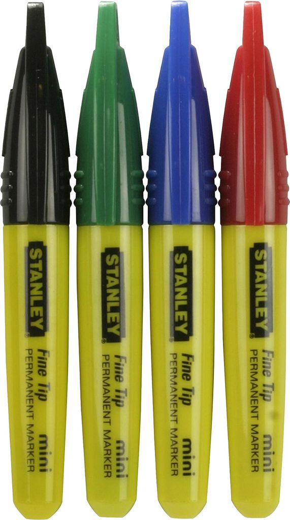 Stanley - Mini-Permanent-Marker-Stift (4er-Pack) AW159 (Einheitsgröße) (Blau/Rot/Schwarz/Grün)