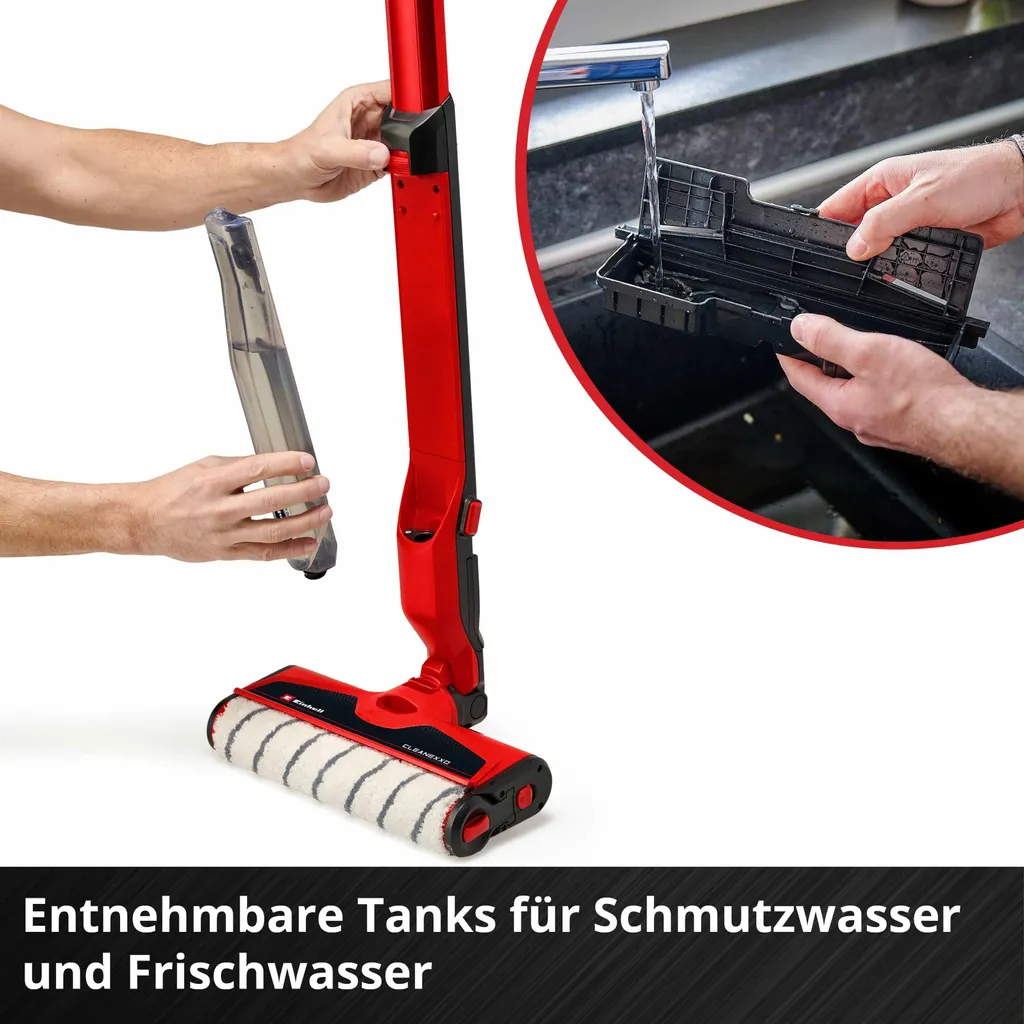 Lave-sol Électrique Einhell CLEANEXXO Humide pour Stratifié et Bois Rouge - 8