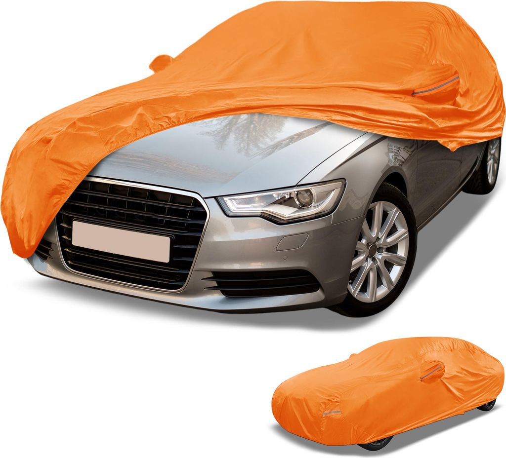 1 Stk. Universal Autoabdeckung Wasserdicht Alle Wetter Sonnenregen Schutz Vollständige Außenabdeckung Aluminiumfolie Baumwolle Orange für Limous...