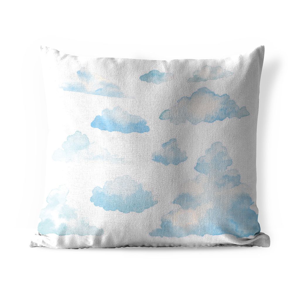 MuchoWow Outdoor Kissen - Wolken mit Aquarellfarben illustriert - 50x50 cm - Wetterfest - Lounge Kissen - Komfortabel - Kissen mit Bild